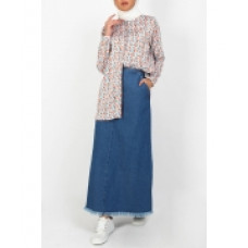 Poplook Telina A-Line Skirt - Medium Wash COTTON